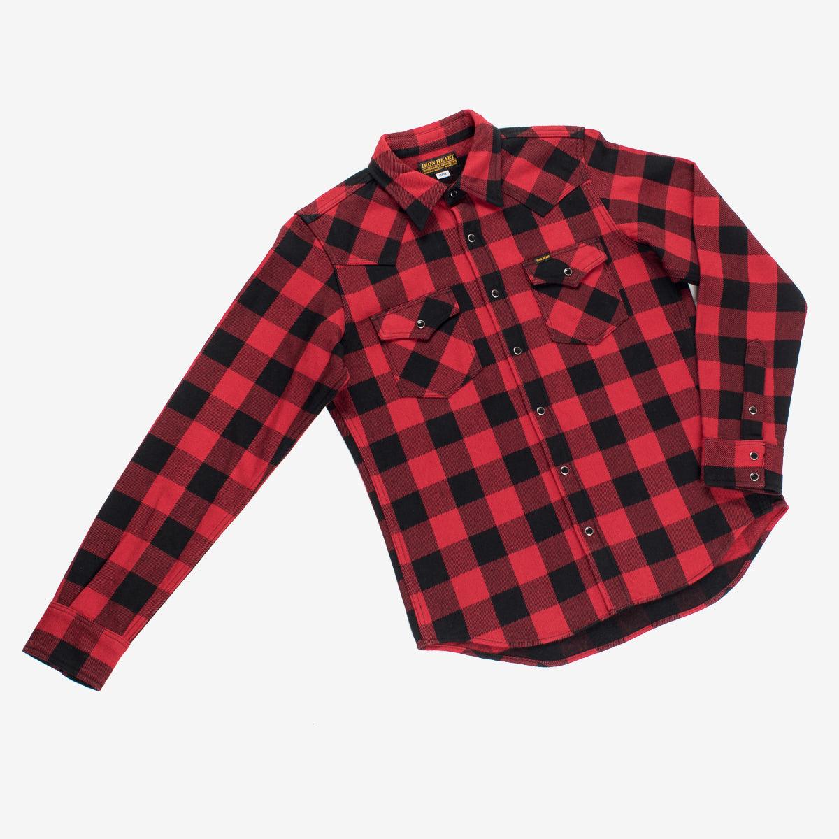 IHSH-232-RED - Flannel Buffalo Check Western Shirt Red/Black