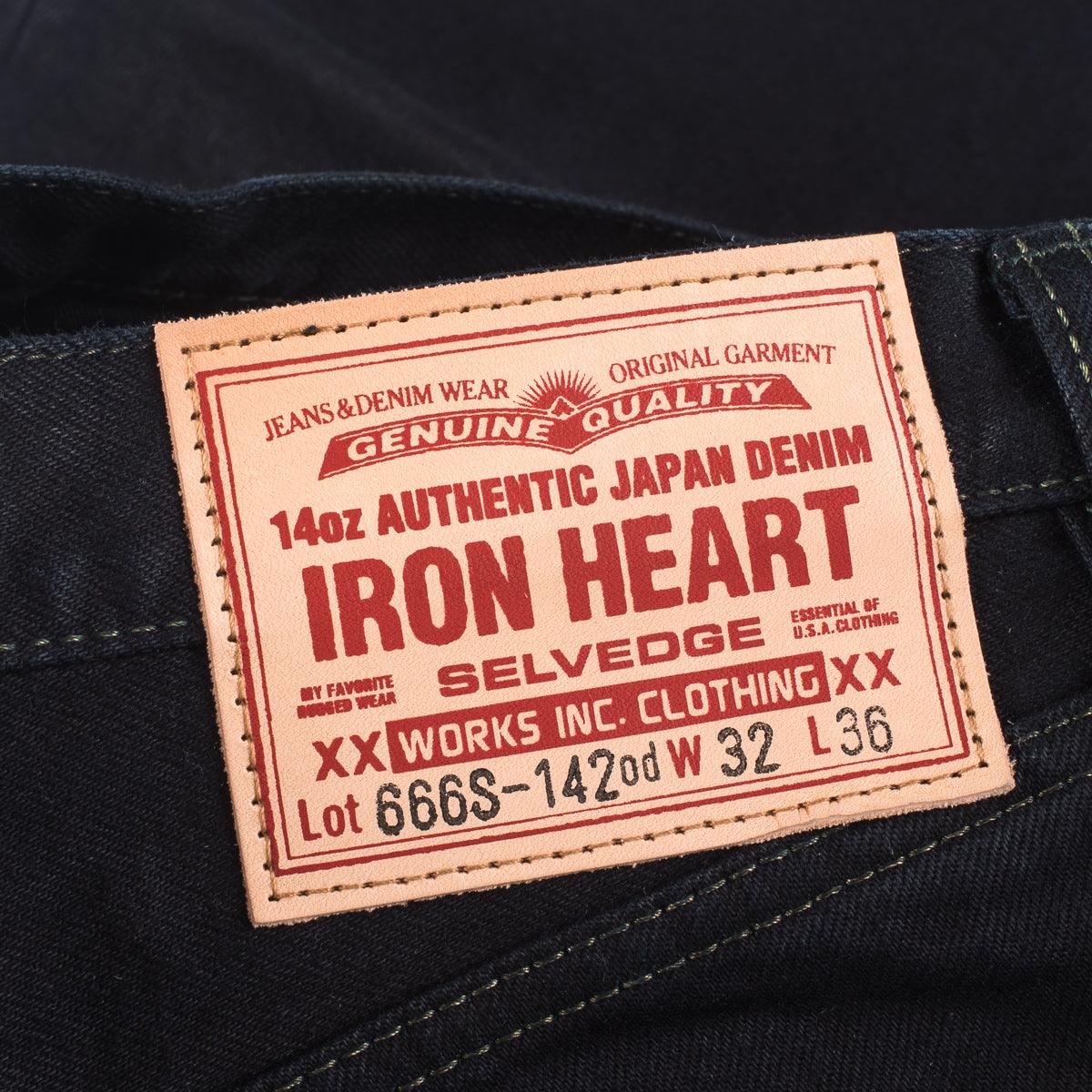 IH-666S-142od - 14oz Selvedge Denim Slim Straight Cut Jeans Indigo Overdyed Black