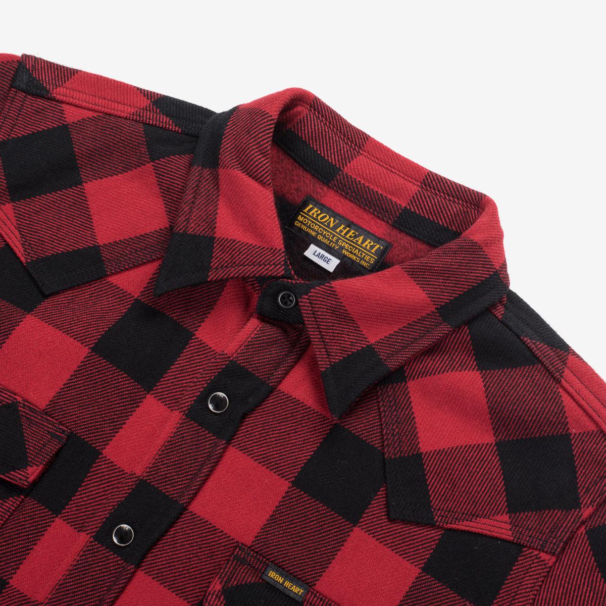 IHSH-232-RED - Flannel Buffalo Check Western Shirt Red/Black