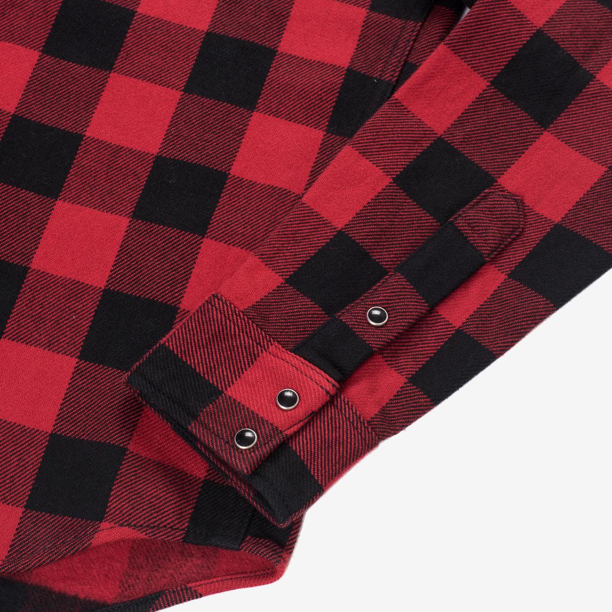 IHSH-232-RED - Flannel Buffalo Check Western Shirt Red/Black