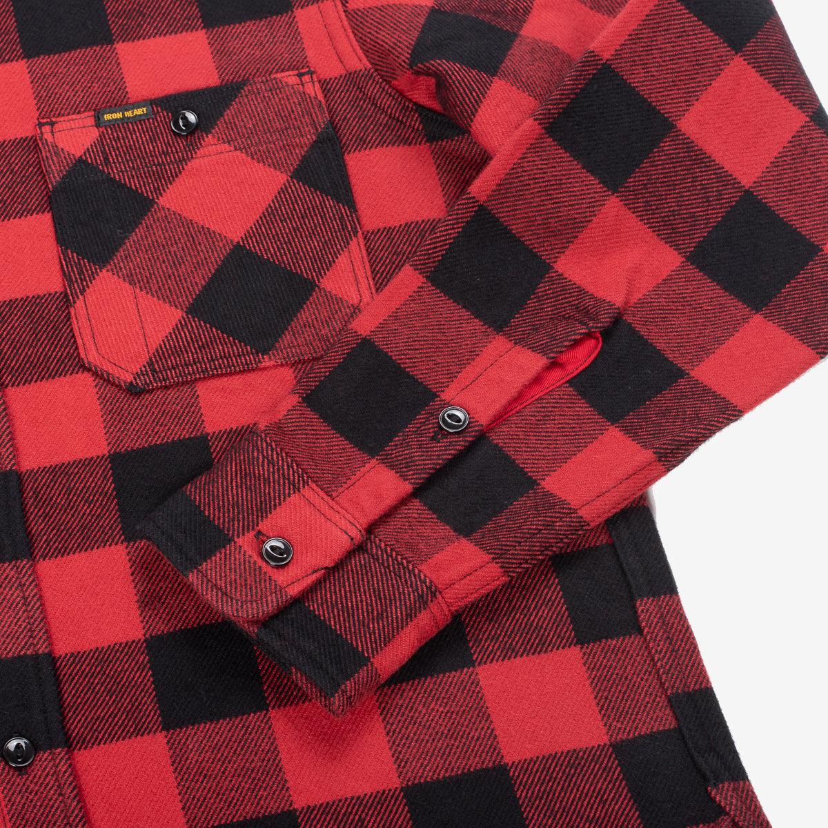 IHSH-244-RED - Ultra Heavy Flannel Buffalo Check Work Shirt - Red/Black