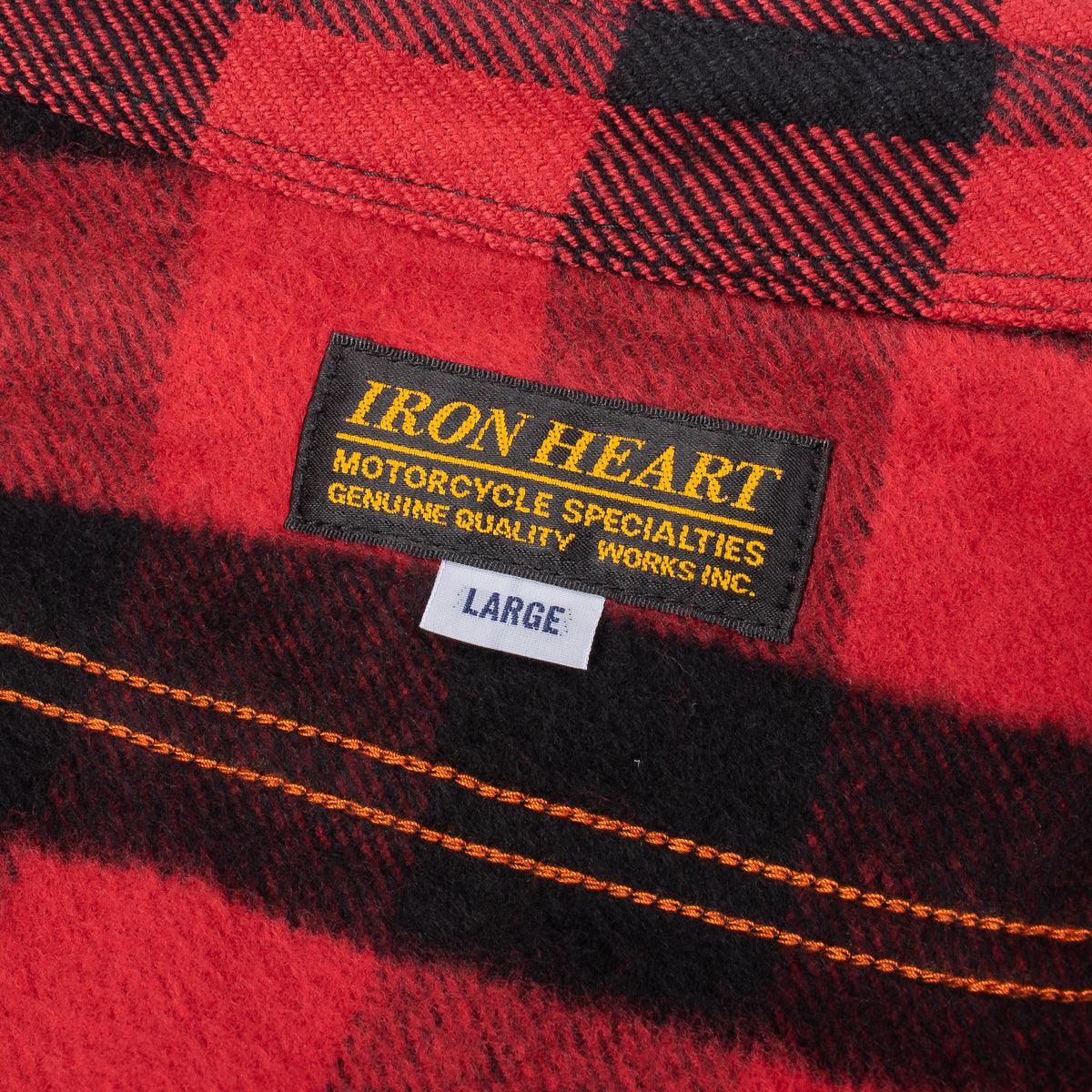 IHSH-244-RED - Ultra Heavy Flannel Buffalo Check Work Shirt - Red/Black