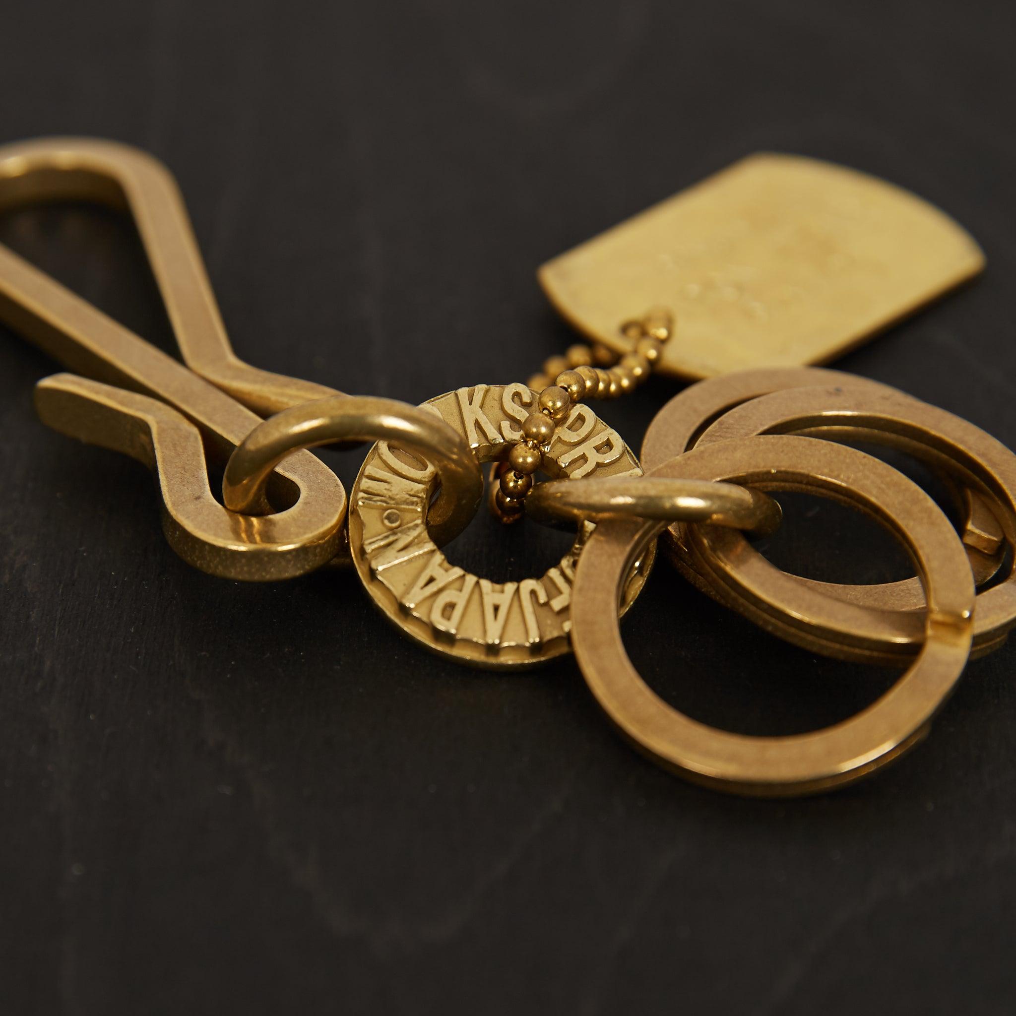 Brass-W10 - Key Hook with Rings Brass