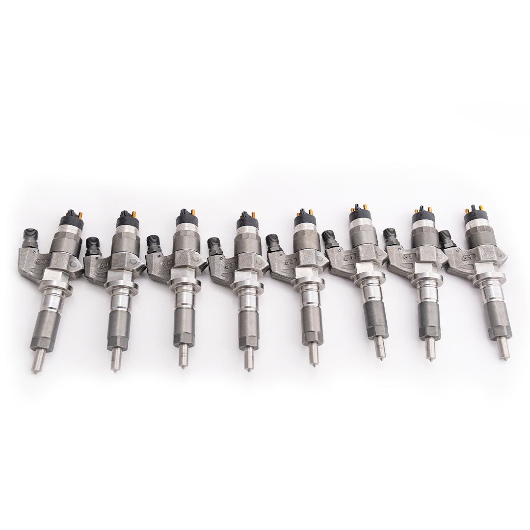 Chevy Duramax 01-04 LB7 Reman Injector Set 100 Percent Over SAC Nozzle Dynomite Diesel