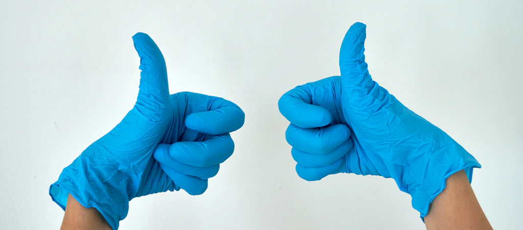 guantes de látex azul