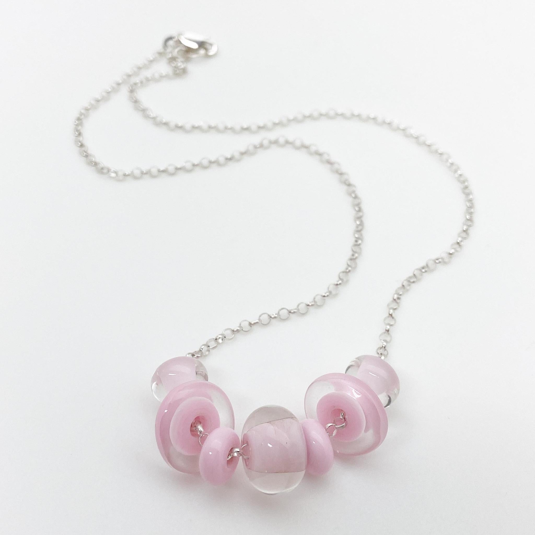Necklace - Glass "Lifesaver" Beads - Pink