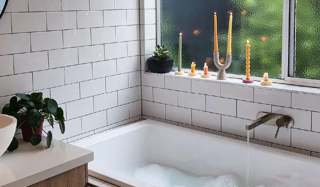 Relax and unwind with candles and a bath