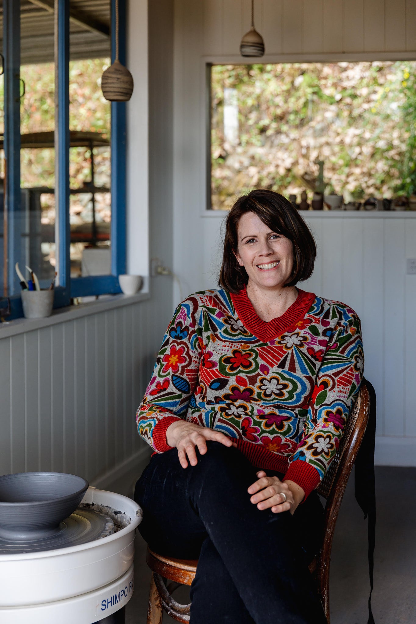 Larissa Warren in her studio, known as 'Ratbag Studios', located in Mt Tambourine