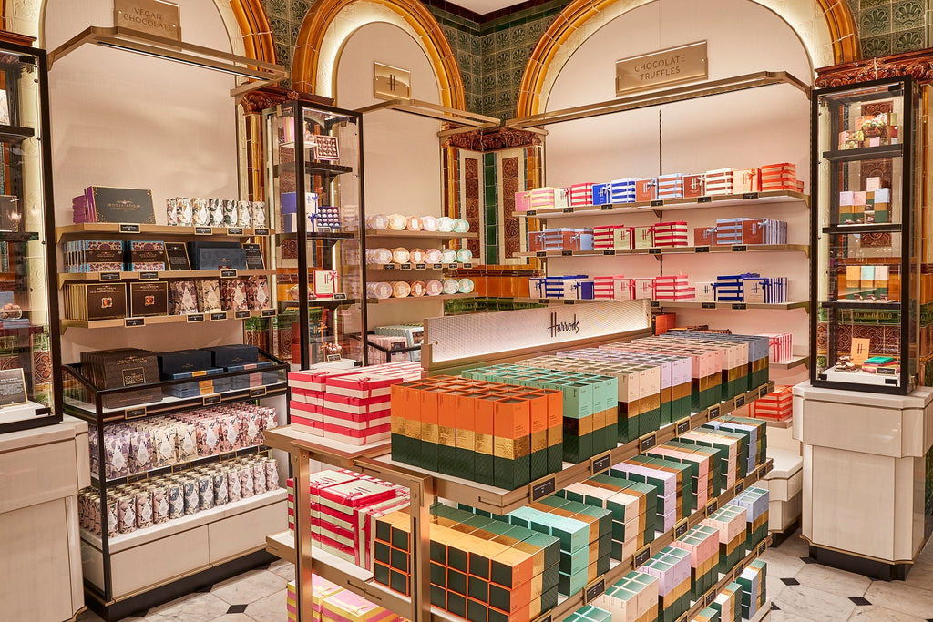 Booja-Booja on the shelves of the new Chocolate Hall in Harrods, Knightsbridge
