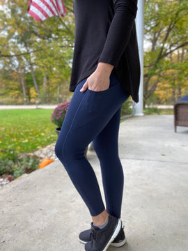 Athletic Pocket Leggings, Navy