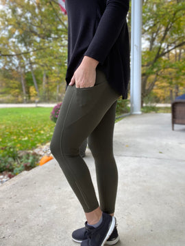 Athletic Pocket Leggings, Olive