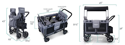 kids can sit upright with plenty of space in a wagon