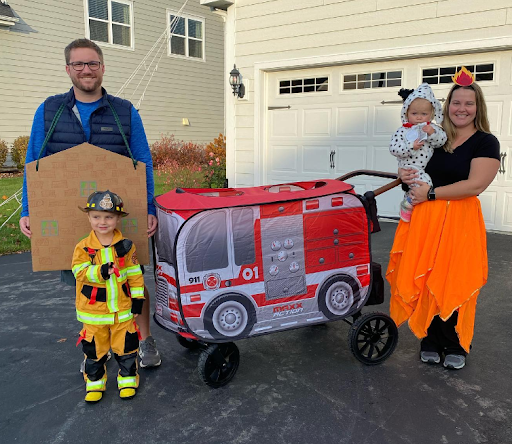 fire engine family with smiles all around