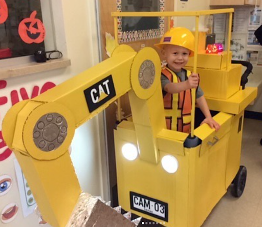 cat digger with happy boy