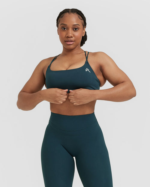 Two-Tone Sports Bra and Mesh Inserted Leggings Set in Sand - Retro