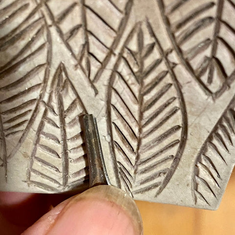 silver, carve, stamp, leaf texture, silver clay