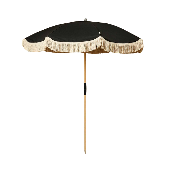 gloeilamp Pijnboom Agnes Gray Parasol in fabric with cotton fringes from Courant Sauvage - Meillart