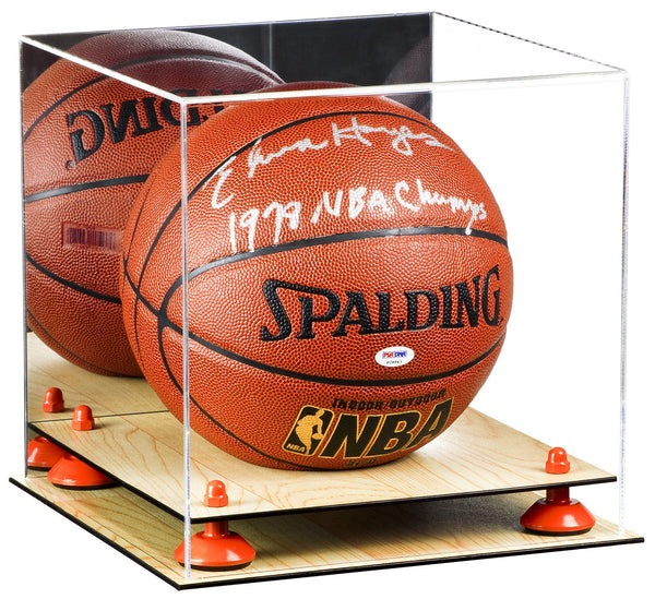 Acrylic Full Size Basketball Display Case with Mirror and Wood Base