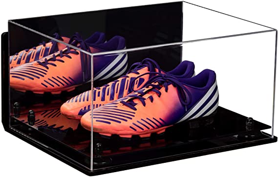 Large Display Case for Small Basketball High Top Shoes, Sneakers, Lacrosse, Soccer & Football Cleats with Mirror Back and Wall M - Better Display Cases product image