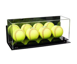 Acrylic Four Softballs Display Case 17 X 6 X 7 Mirror Wall Mounts (A019/V46) - Better Display Cases