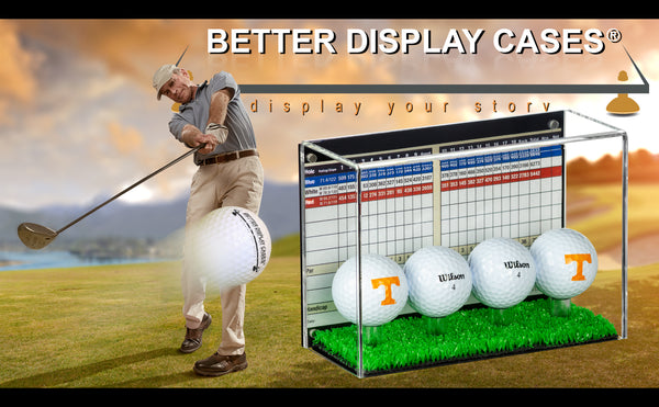 HIGH QUALITY clear acrylic display case; memorabilia cube comes fully assembled for displaying hole in one golf ball.