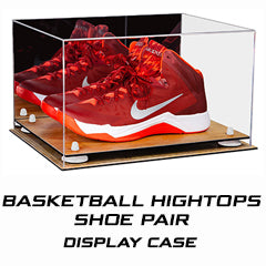 Glass Shoe Box - Basketball Hightops Shoe Pair Display Case 15.25 X 12 X 9