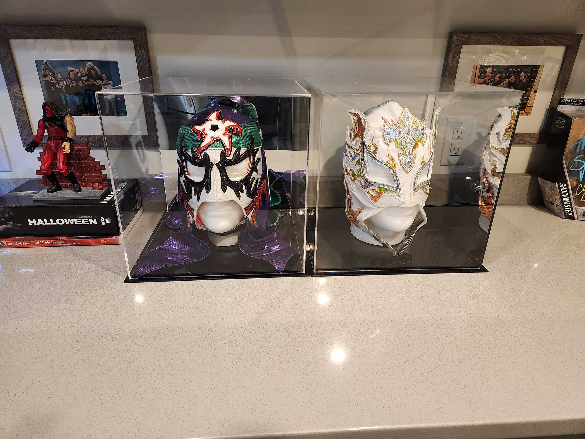 Mexican wrestling mask display case