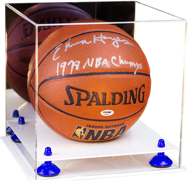 Acrylic Full Size Basketball Display Case with Mirror and White Base