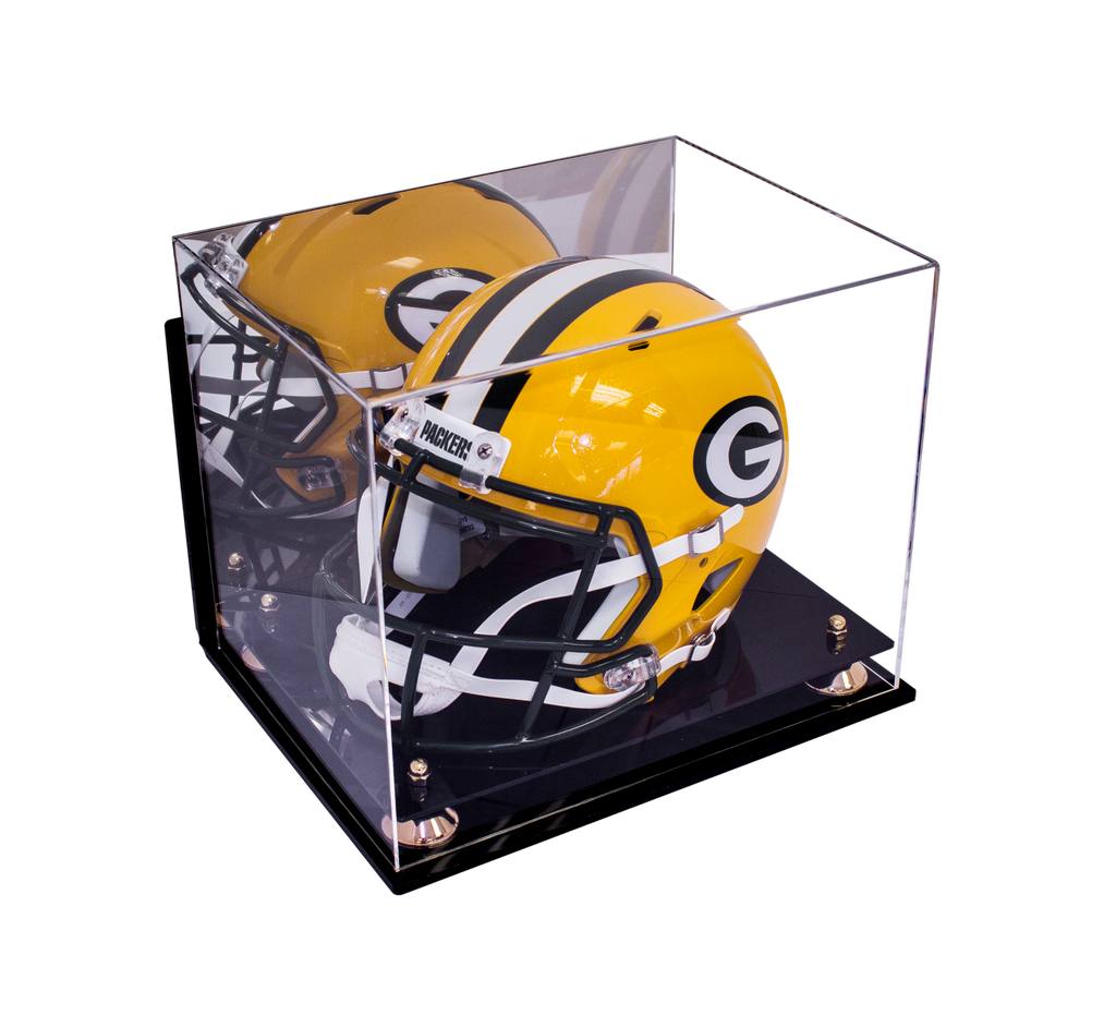 Acrylic Football Helmet Display Case With Mirror Wall Mount And Risers A002 Better Display Cases