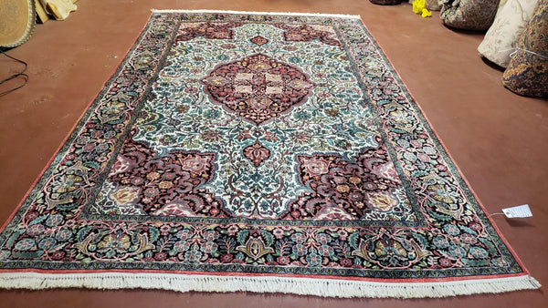 5x7 Medallion Silk carpet, Kashmir Silk Rug