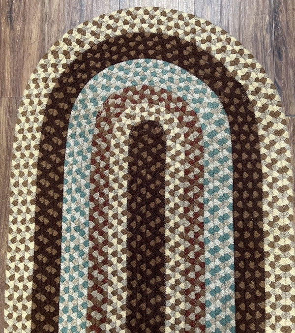 Oval Braided Rug, Vintage Hand Braided Rug, Blue Oval Rug, Multicolor Braided  Rug, American Braided Rug, Small Oval Braided Rug, Area Rug 