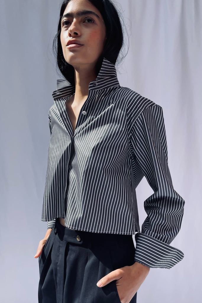 CROPPED TUXEDO SHIRT – Chava Studio