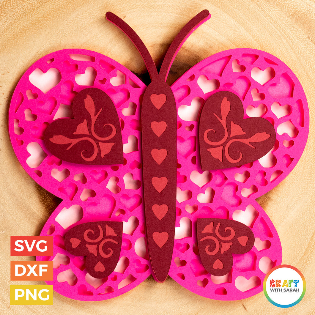 Butterfly Svg Layered Valentine S Day Butterfly Cutting File Craft With Sarah