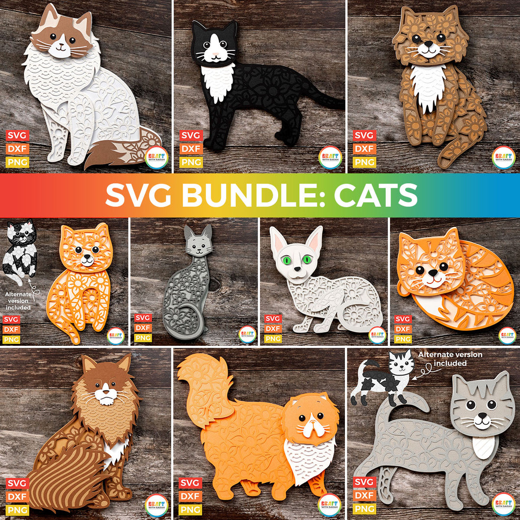 Download Svg Bundle Layered Cats Craft With Sarah