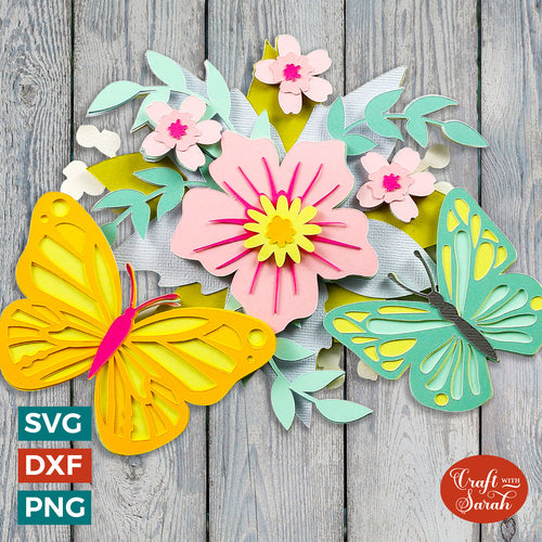 Flower & Butterfly Shadow Box SVG File  Layered Floral Cutting File –  Craft with Sarah