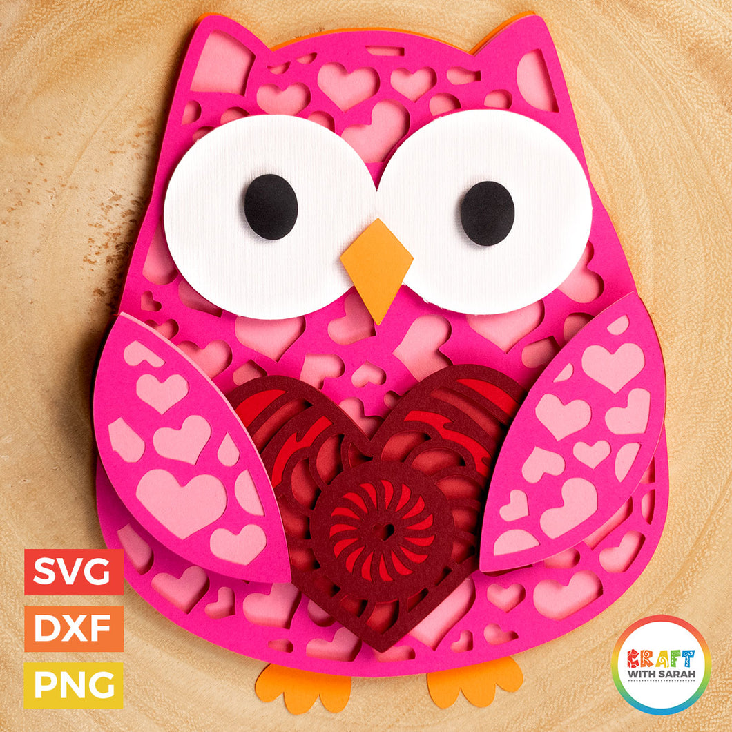 Download Owl Svg Layered Valentine S Day Owl Cutting File Craft With Sarah