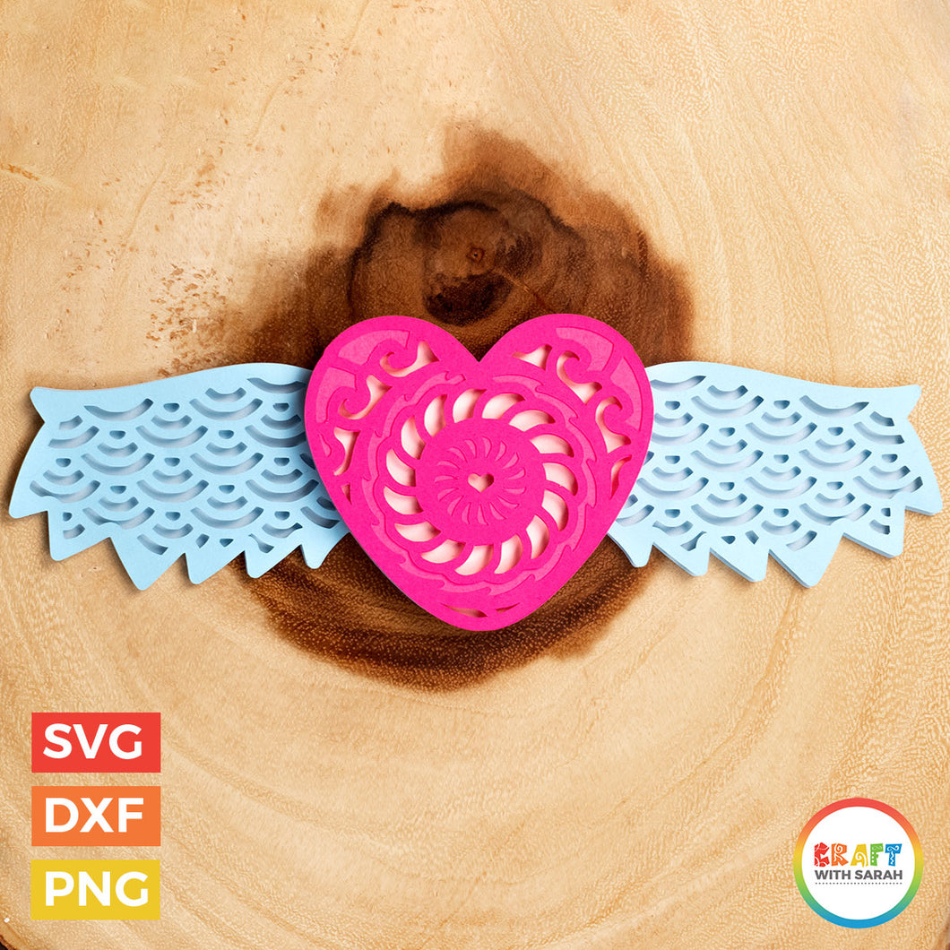 Download Winged Heart Svg Layered Heart With Wings Cutting File Craft With Sarah