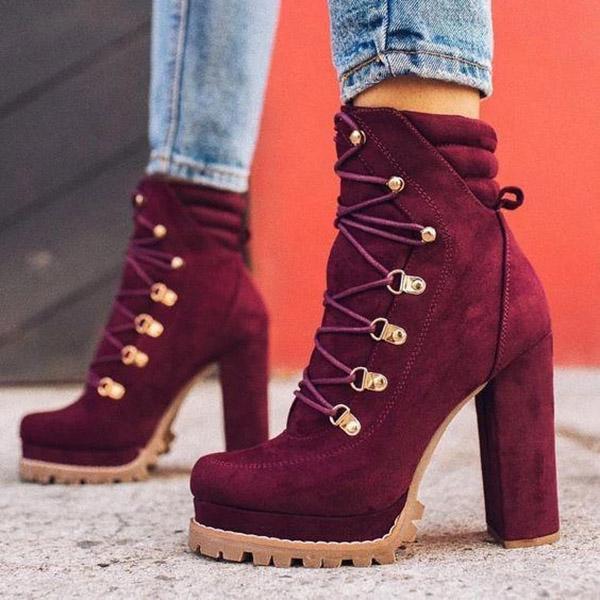 suede chunky ankle boots