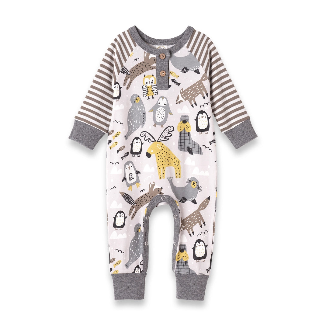 ARCTIC ANIMALS HENLEY ROMPER