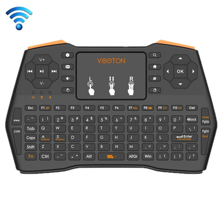 Afbeelding van VIBOTON i8 Plus Updated 2.4GHz QWERT Mini Wireless Keyboard with Touchpad for TV Box, Mi Box, Computer, Tablet, Laptop and Projector(Black)