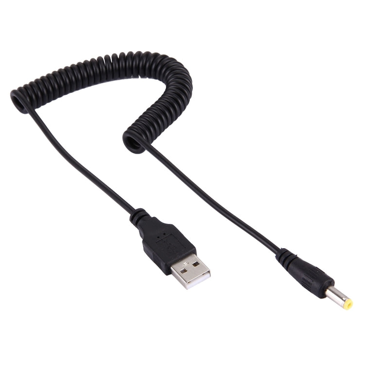 Afbeelding van 1A USB 2.0 Male to DC 4.0 x 1.7mm Male Retractable Coiled Power Cable for HP Laptop, Coiled Cable Stretches to 1.5m