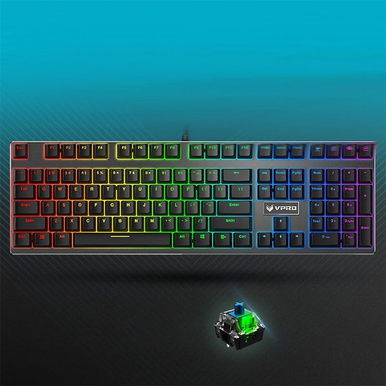 Afbeelding van Rapoo V700RGB 104 Keys USB Wired Game Computer without Punching Mechanical Keyboard(Green Shaft)