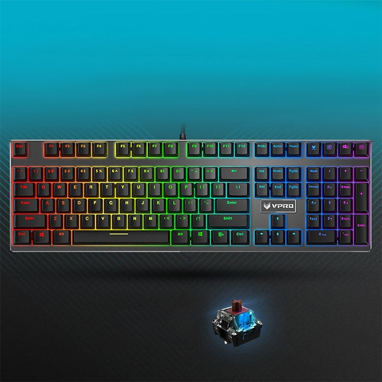 Afbeelding van Rapoo V700RGB 104 Keys USB Wired Game Computer without Punching Mechanical Keyboard(Tea Shaft)