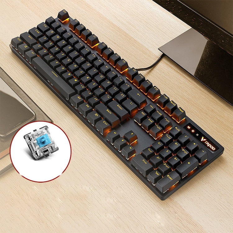 Afbeelding van Rapoo V500PRO Orange Light 104 Keys Desktop Laptop Computer Game Esports Office Home Typing Metal Wired Mechanical Keyboard(Green Shaft)