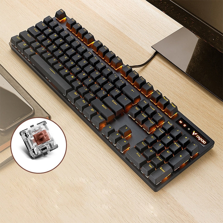 Afbeelding van Rapoo V500PRO Orange Light 104 Keys Desktop Laptop Computer Game Esports Office Home Typing Metal Wired Mechanical Keyboard(Tea Shaft)