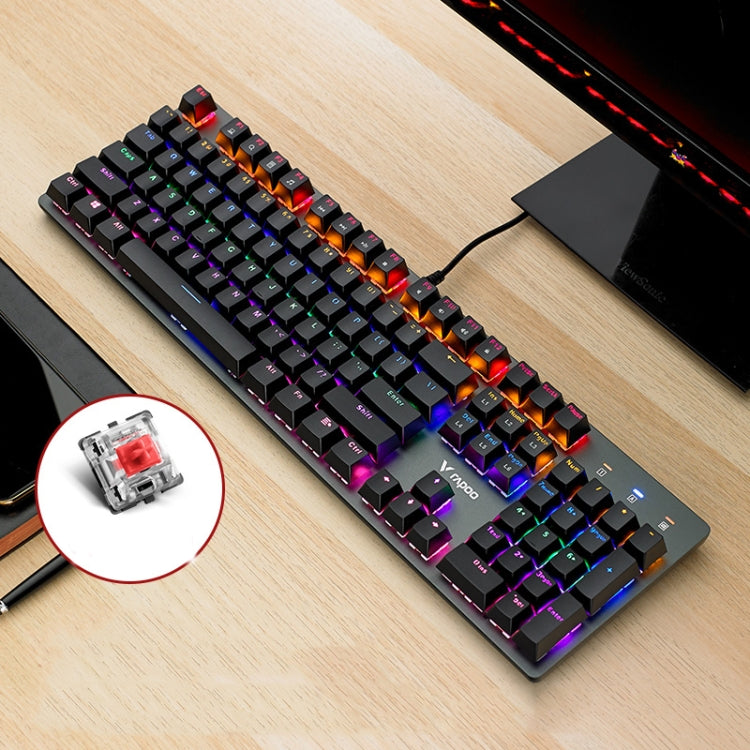 Afbeelding van Rapoo V500SE Mixed Light 104 Keys Desktop Laptop Computer Game Esports Office Home Typing Metal Wired Mechanical Keyboard(Red Shaft)