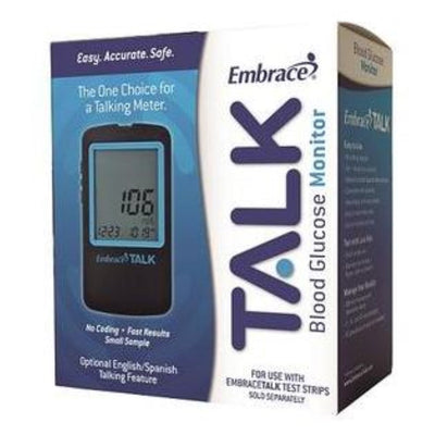 Omnis Health Embrace Talk Blood Glucose Meter, English and Spanish Talking Feature, No Coding, APX03AB0300