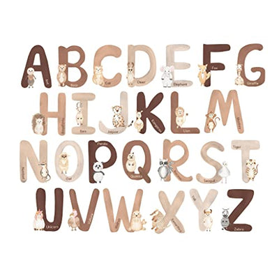 Neutral Animal Alphabet Wall Decals - 6-inch large alphabet