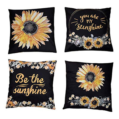 Sunflower Pillow Covers (18” x 18” - Set of 4) Double Sided