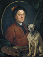 William Hogarth, self portrait (with his pug), 1745